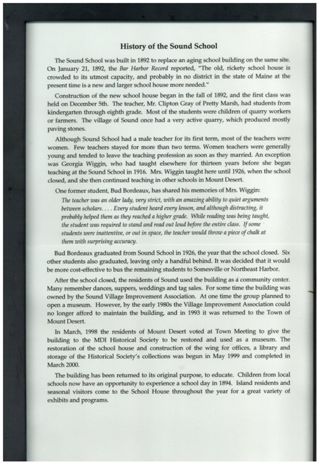 History of the Sound School