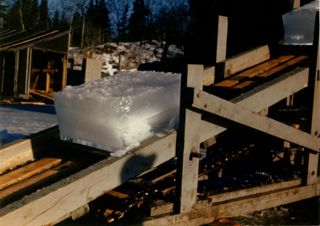 Ice Block on Conveyor Belt