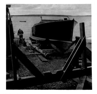 Boat and Worker at Farnsworth Boatyard