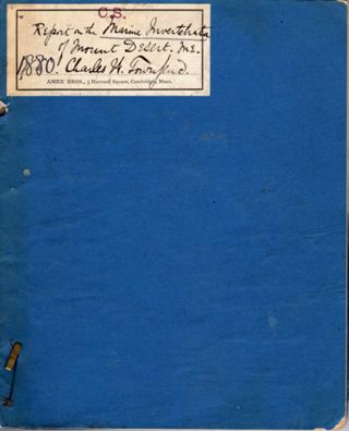 Report on the Marine Invertebrata of Mount Desert. Me. | 1880! Charles W Townsend
