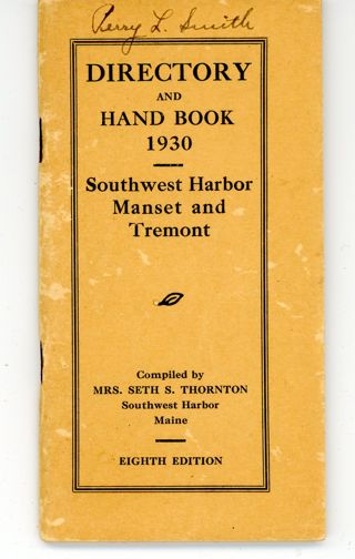 Directory and Handbook, 1930, Southwest Harbor, Manset and Tremont