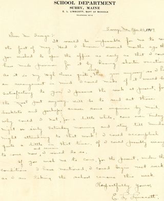 Linscott wishes a summer job with the Information Bureau, 4/21/17