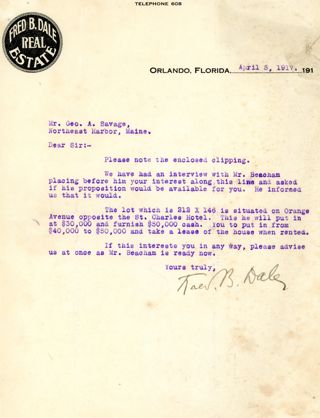 Letter re: Hotel proposal