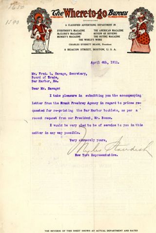 Letter, The Where to Go Bureau