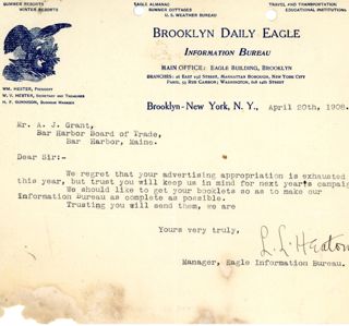 Letter, Brooklyn Daily Eagle, 1908