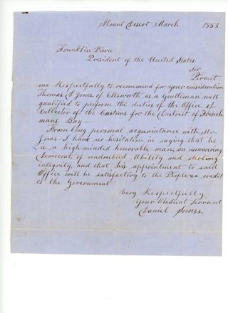 Letter to President Franklin Pierce