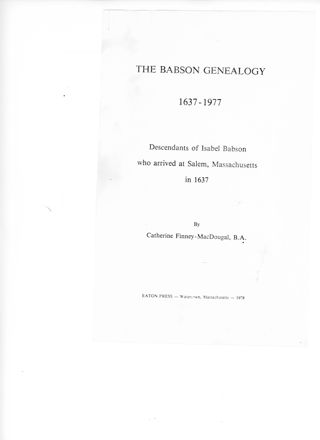 Babson Genealogy photocopy