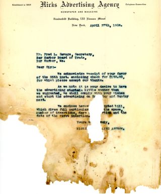 Letter from Hicks Advertising Agency