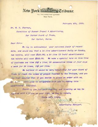 Letter, New York Tribune