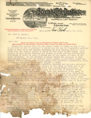 Letter, Boyd's City Dispatch