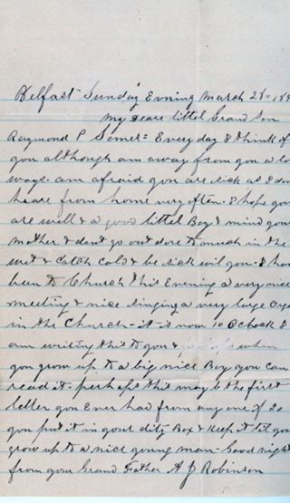 Letter to his Grandson, Raymond P. Somes