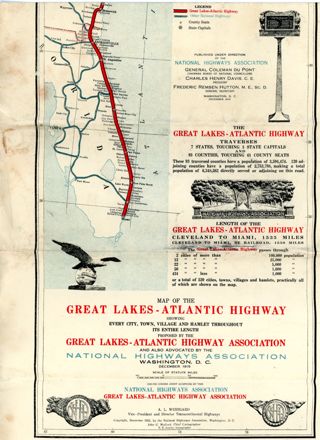 Map of Great Lakes.Atlantic Highway