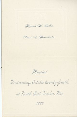 Announcement of Marriage Fuller and Manchester