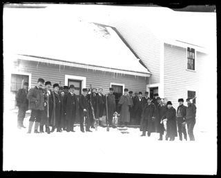 Party of Hunters at Tunk Camp in winter