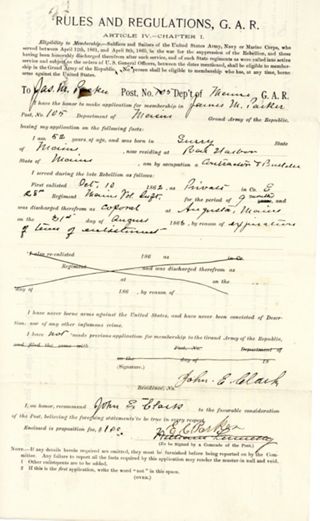 J. E. Clark, Application for Membership