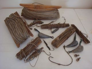 Hand made fishing lines with hooks