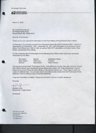 letter from US Postal Service