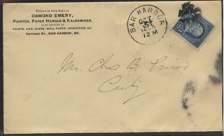 Advertising envelope from Osmond Emery, Painter, Bar Harbor, Maine.