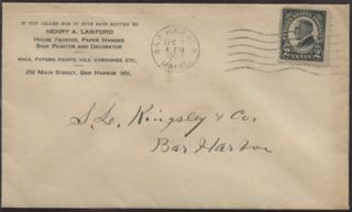 Advertising envelope from Henry A. Lawford, House Painter, Bar Harbor, Maine.