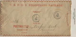 U.S.Post Office Department registered package (large envelope) sent from Southwest Harbor