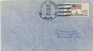 Envelope sent from Southwest Harbor 1986