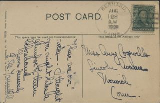Postcard sent from Bernard post office,1908