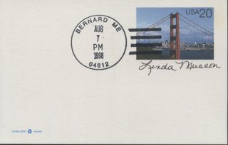 Postcard sent from Bernard post office,1998