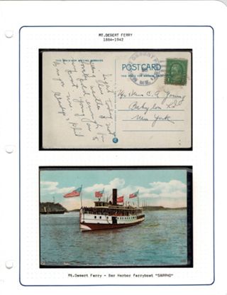 Postcard with 1 cent stamp sent tfrom Mount Desert Ferry