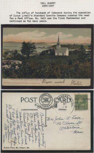 Postcard sent from Hall Quarry post office c.1900