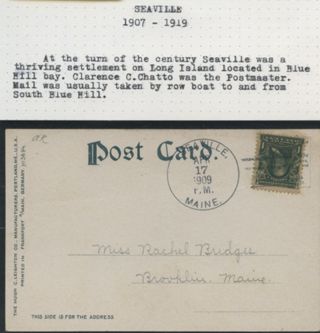 Postcard & 1 cent stamp sent from Seaville post office 1909