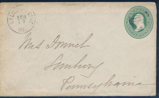 Pre-stamped envelope sent from Salsbury Cove, c.1875