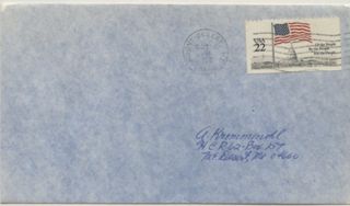 Envelope & 22 cent stamp sent from Mount Desert Post Office 1986.
