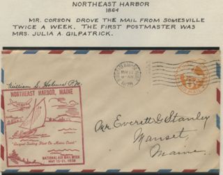 Envelope sent from Northeast Harbor Post Office 1938.