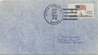 Envelope with 22 cent stamp sent from Otter Creek Post Office 1986.