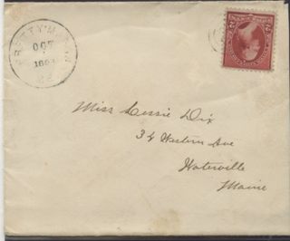 Envelope & 2 cent stamp sent from Pretty Marsh post office 1894