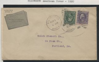Ellsworth American advertising envelope sent from Ellsworth Post Office 1920