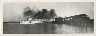 B&W photo of Mount Desert Ferry, Maine Central Railroad station and Post Office. (B)