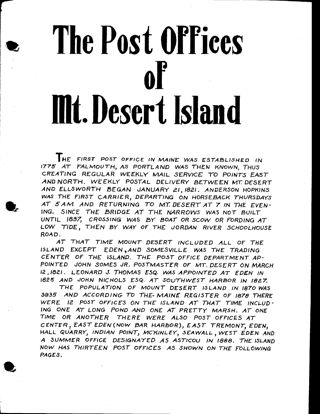 The Post Offices of Mt.Desert Island