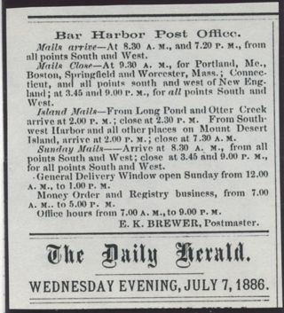 News article re: Bar Harbor post office