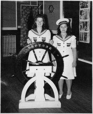 Natalie Reed Mosher on right and Ann Clark (probably) on the left, at Neptune theater.