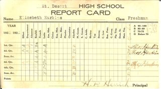 MDI High school report card, 1924-25