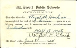 MDI High school certificate of work, graduation