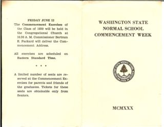 Washington State Normal School Commencement program