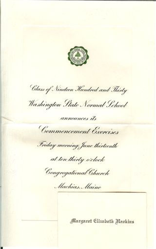 Washington State Normal School Commencement announcement
