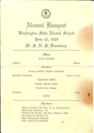 Washington State Normal School Alumni Banquet