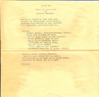 Washington State Normal School Commencement Class Ode written by Bernice Gardner