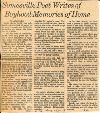 Newspaper clipping about Daniel Somes Smith and his poetry.