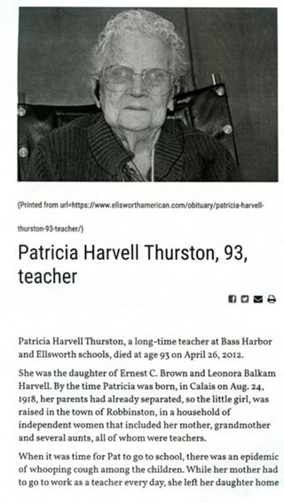 Patricia Harvell Thurston obituary