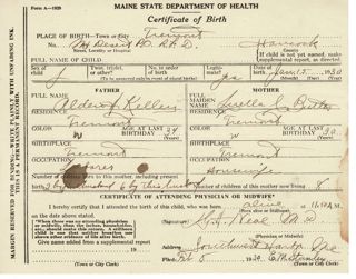 Kelley, Evelyn. Tremont Birth Record
