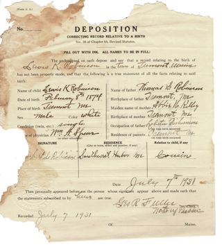 Robinson, Lewis K. Birth Record